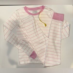 LAKE Pajamas Girls Pink Striped Long Sleeve Pants Set Sz 10 NWT Pima Cotton